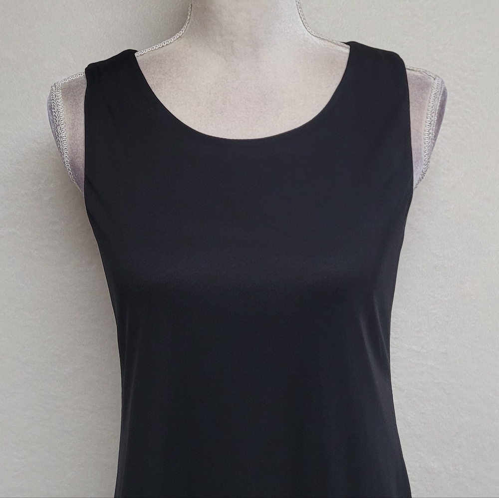 Vintage 90s AGB Black Semi-sheer Metallic Floral Handkerchief Hem Midi Dress 8 - Picture 3 of 13